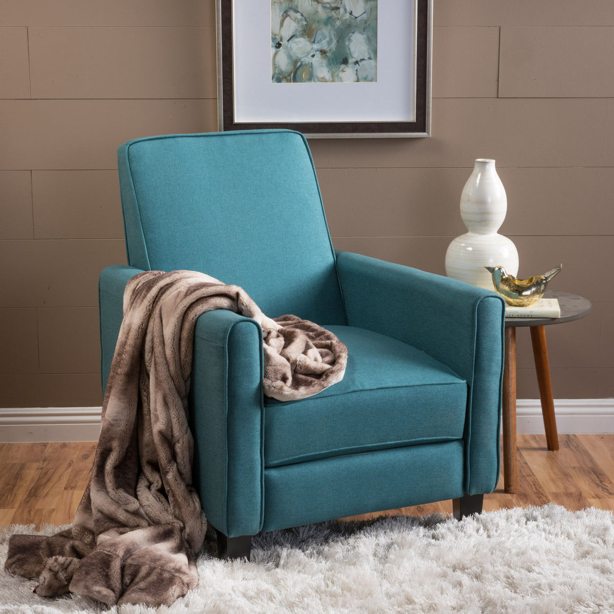 Sillón reclinable tapizado con respaldo retráctil para sala de estar