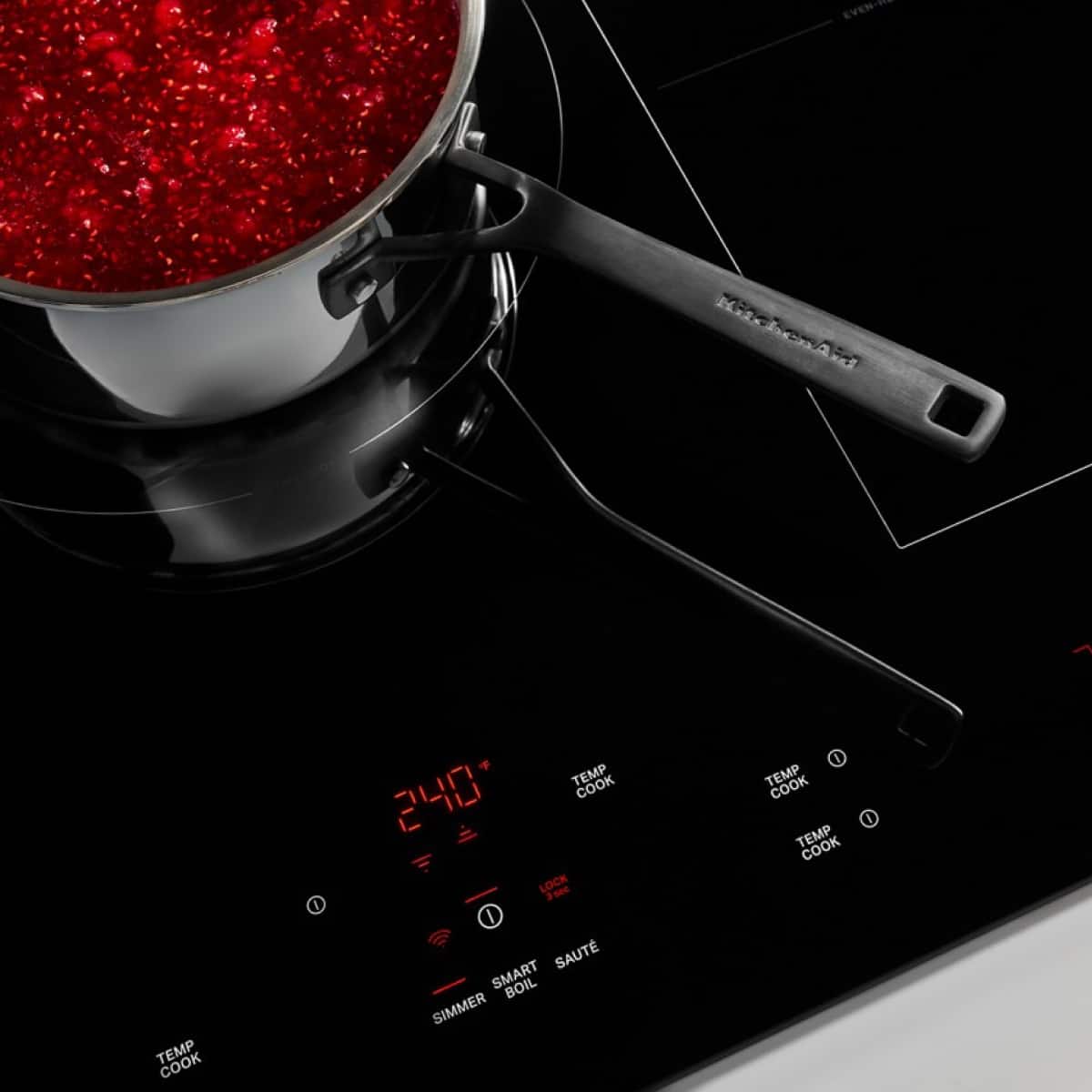 KitchenAid - 36 in. Wide 4 element Electric Induction Cooktop with 5 Cooking Zones and Temp Cook Induction Technology - Stainless Steel