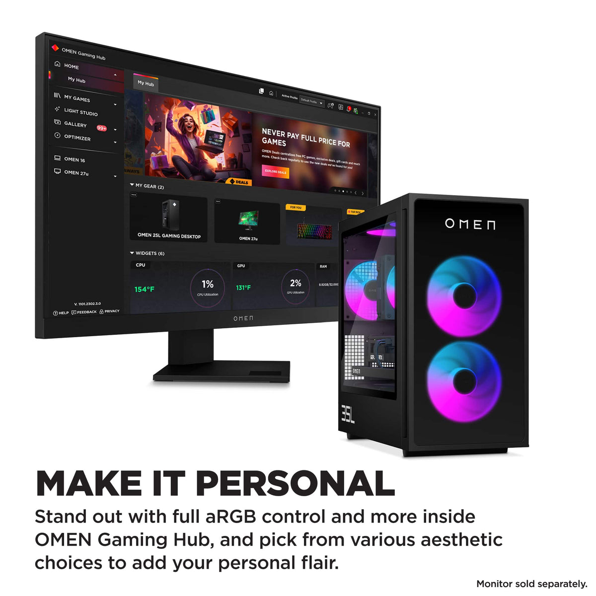 HP OMEN - 35L Gaming Desktop - Intel Core i7-14700F - 16GB DDR5 Memory - NVIDIA GeForce RTX 5060 - 1TB SSD - Shadow Black