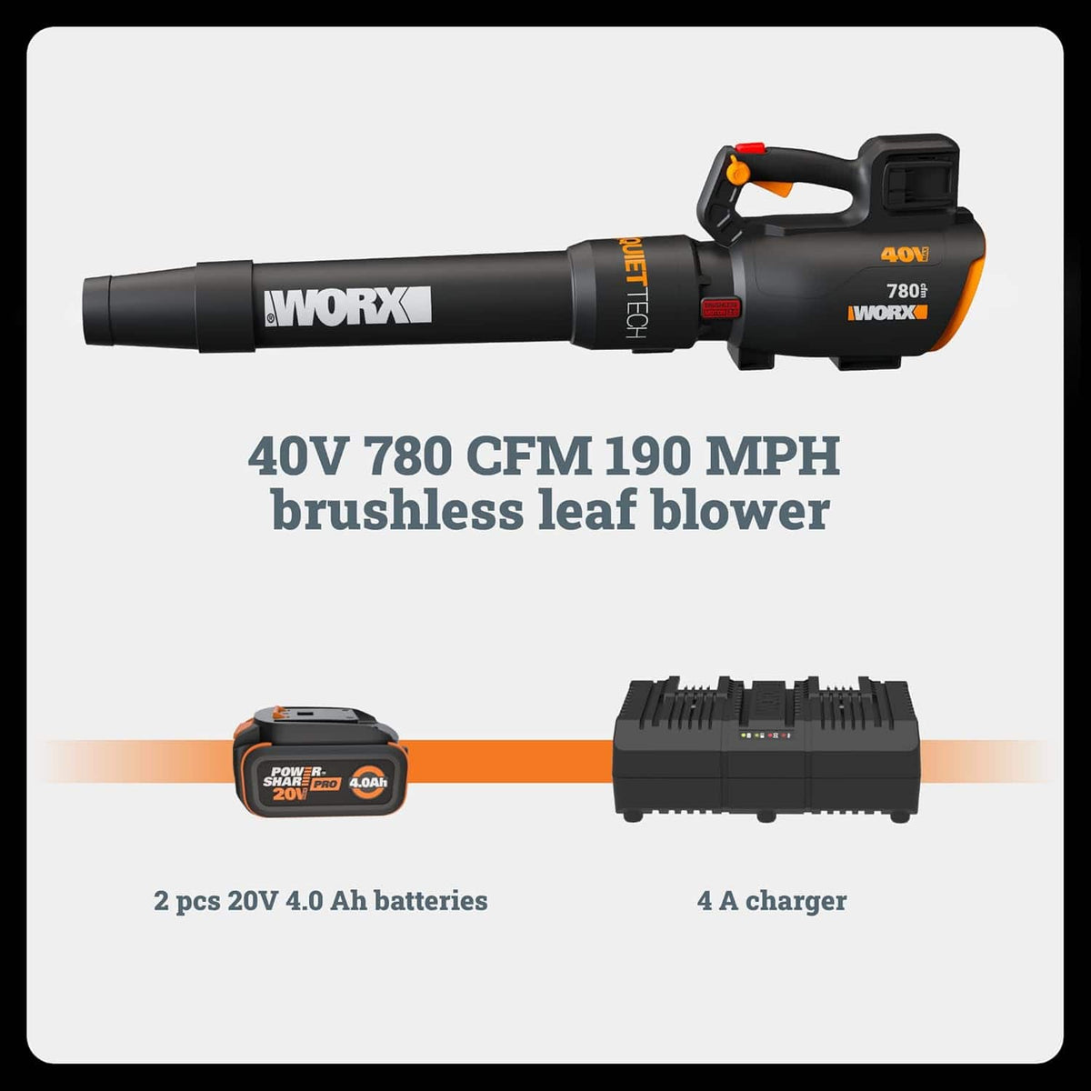 WORX - WG582 40V 780CFM 190MPH Blower - Black