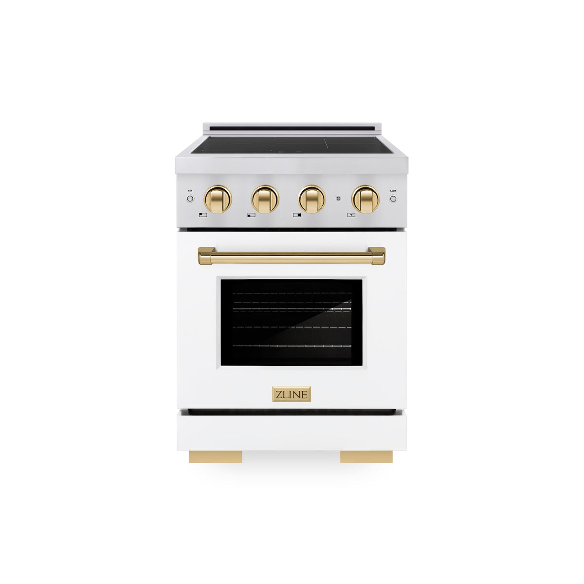 ZLINE - 24 in. Wide 3 Elements Autograph 3.2 cu. ft. Paramount Freestanding Induction Range with Gold Accents with White Door - White Matte