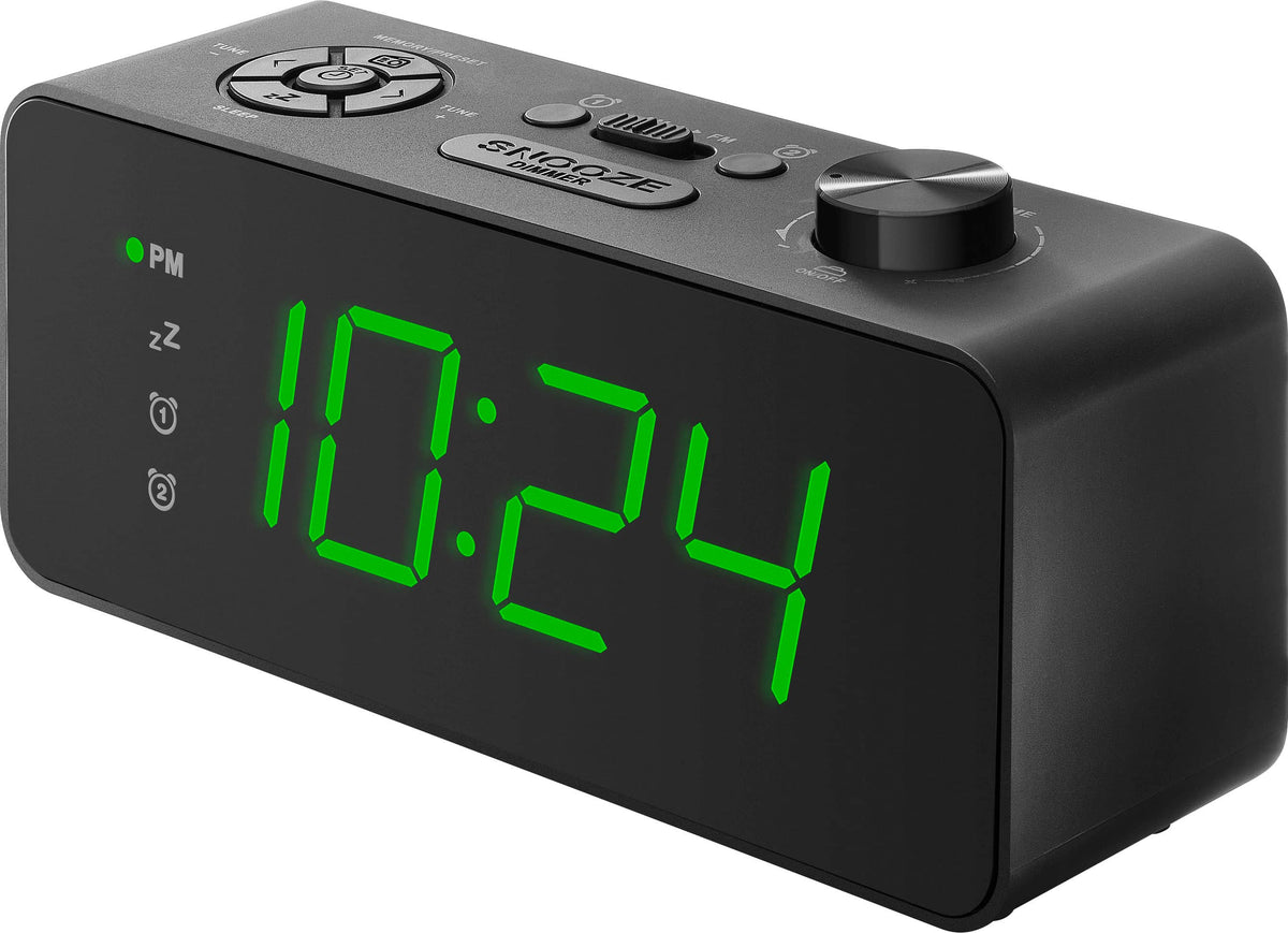Insignia™ - Digital AM/FM Dual Alarm Clock with 4-Level Dimmer - Black