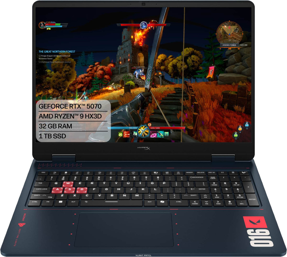 HyperX - HP OMEN 16" VALORANT Ltd Ed. 240Hz 2.5K Gaming Laptop - AMD Ryzen 9 2025 - 32GB RAM - NVIDIA GeForce RTX 5070 - 1TB SSD - RIOT Blue