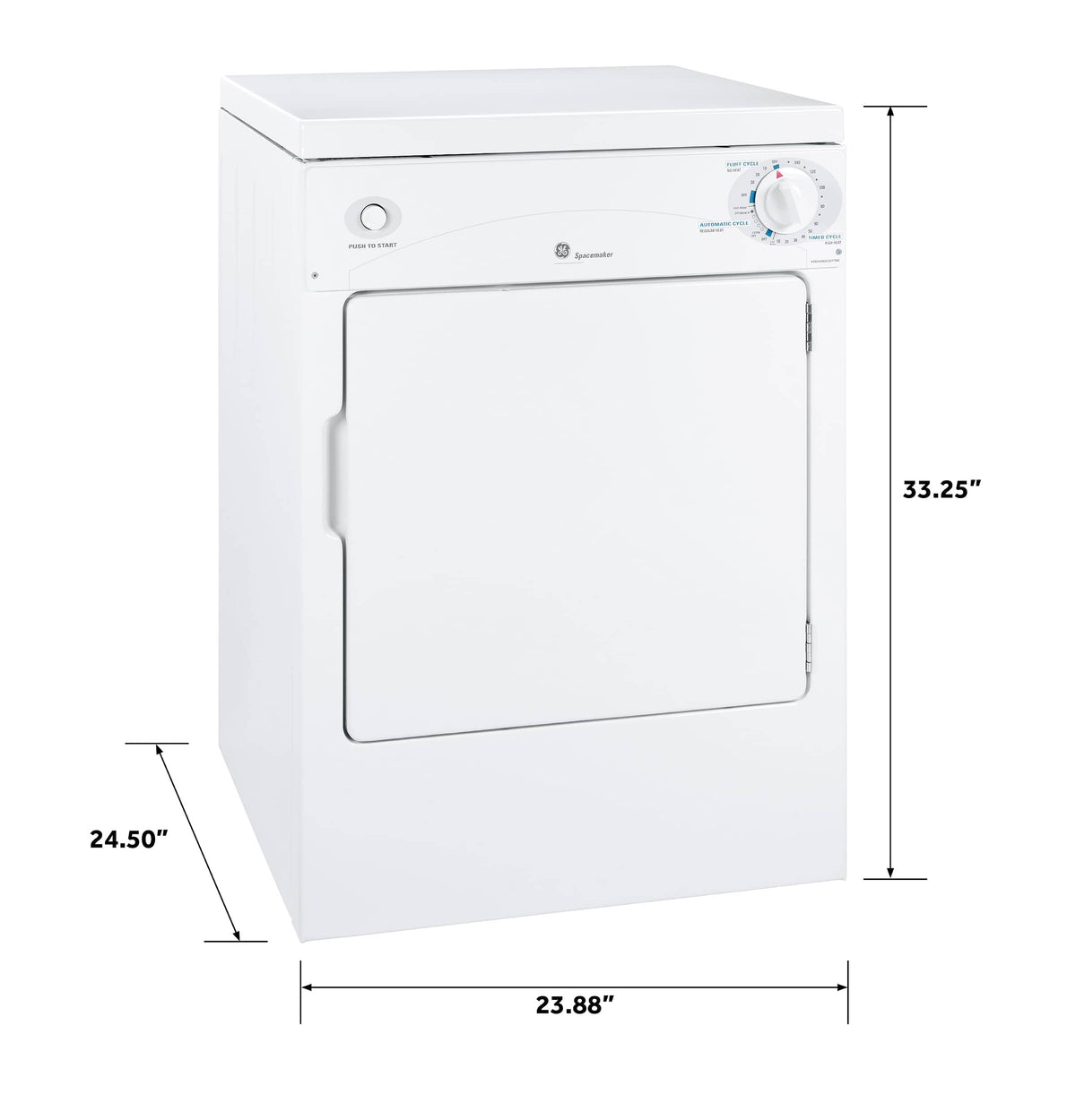 GE - 3.6 Cu. Ft. Stackable Electric Dryer with Portable - White
