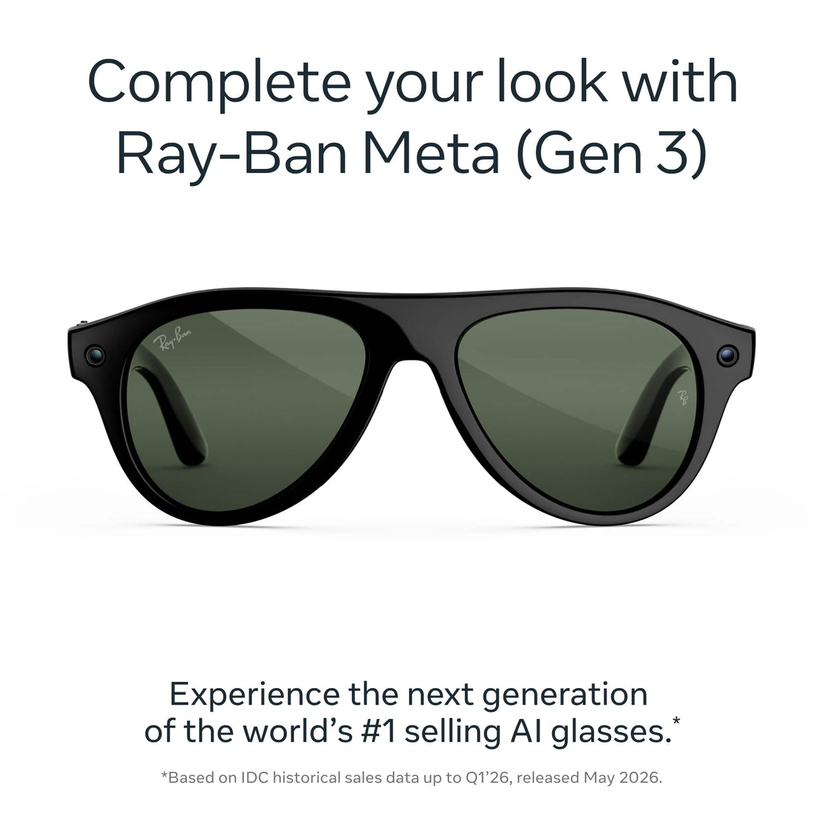Ray-Ban Meta - (Gen 3) Aviator - AI Glasses with Camera - Transitions Graphite Green Lenses - Shiny Black