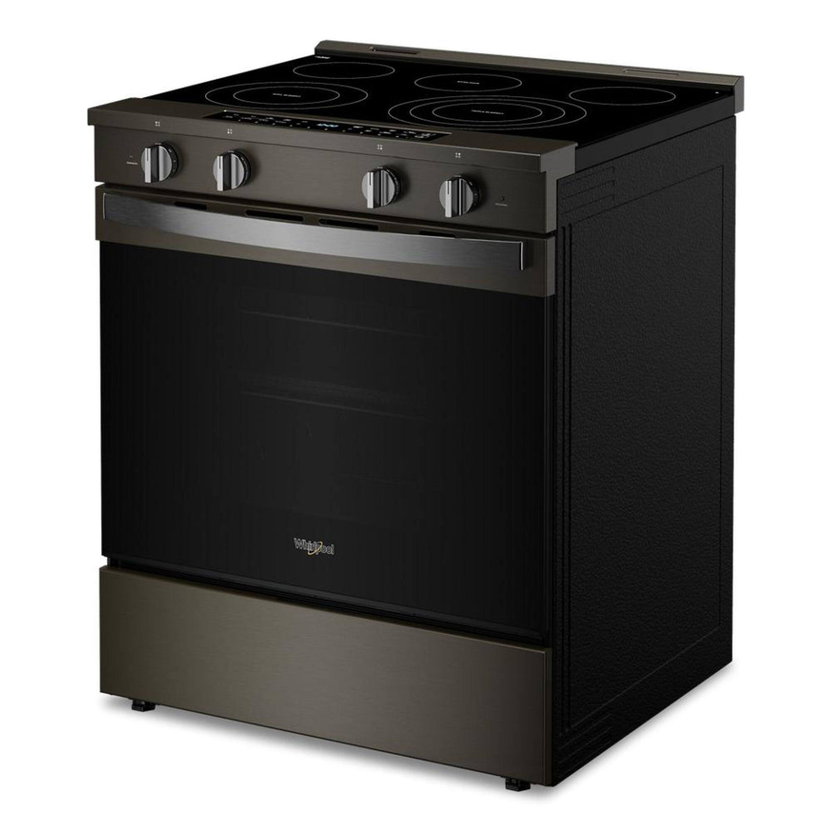 Whirlpool - 30” Wide 5 element 5.3 cu. ft. Smart Slide-In Electric Range-Air Cook Technology, No Preheat Air Fry, WipeClean Coating - Black Stainless Steel