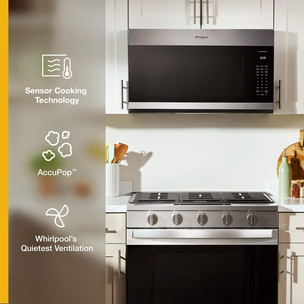 Whirlpool - 2.1 cu. ft. Microwave Hood with Sensor Cooking and AccuPop - AFP Stainless Finish