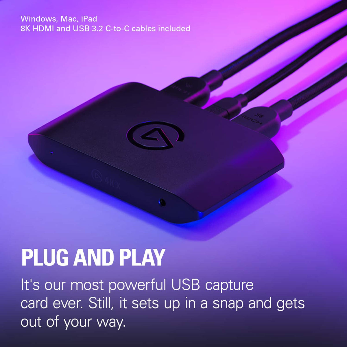 Elgato - 4K X 4K144 HDR10 External Capture Card with HDMI 2.1 for Nintendo Switch 2, PS5, PS4/Pro, Xbox, PC, and Mac - Black