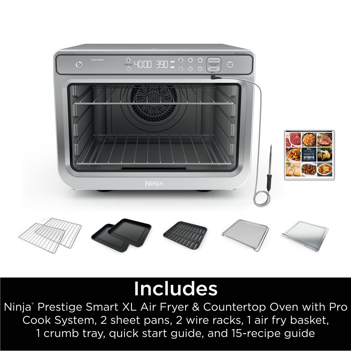 Ninja - Prestige Smart XL Air Fryer & Countertop Oven + Pro Cook - Stainless Steel