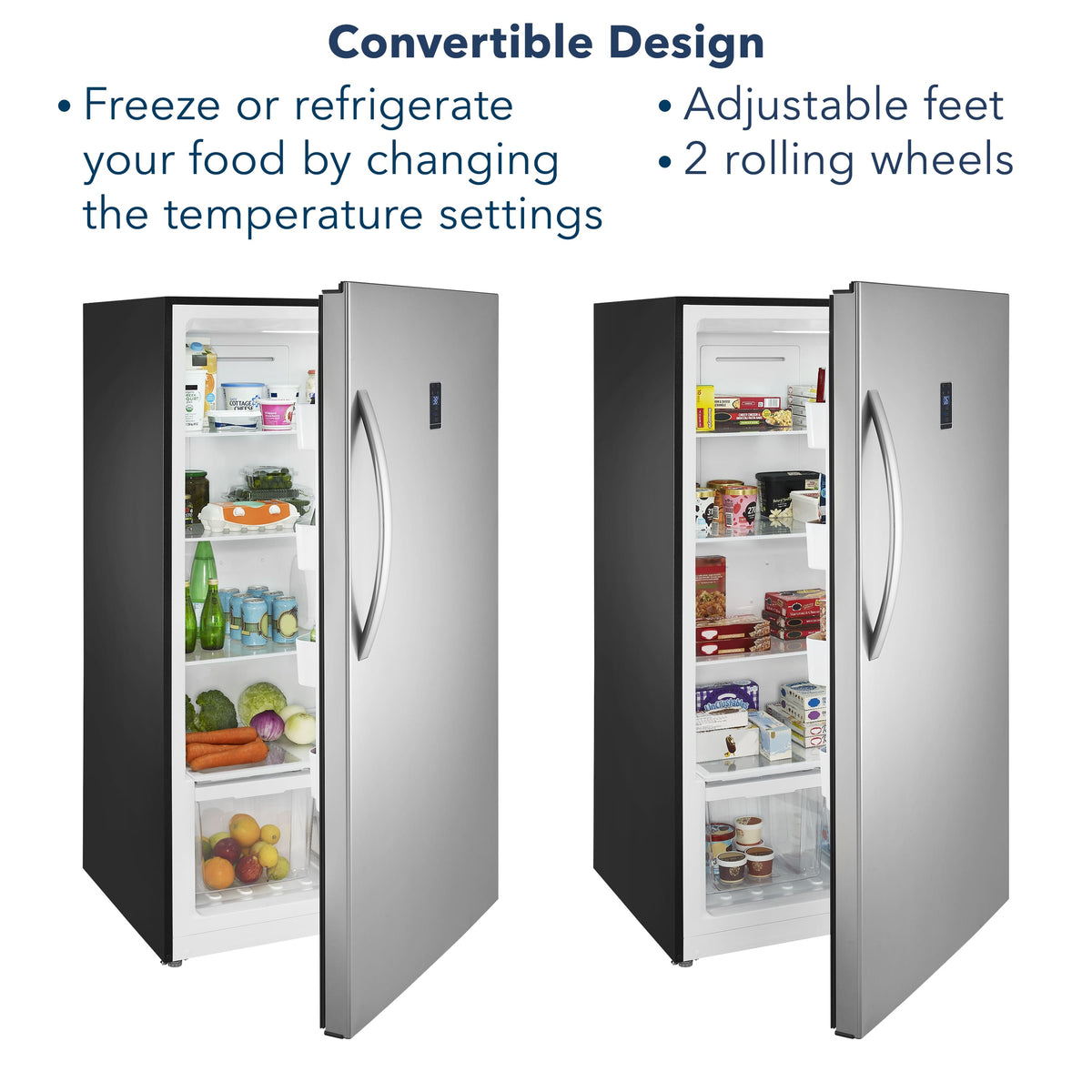 Insignia™ - 17 Cu. Ft. Garage Ready Convertible Upright Freezer with ENERGY STAR Certification - Stainless Steel