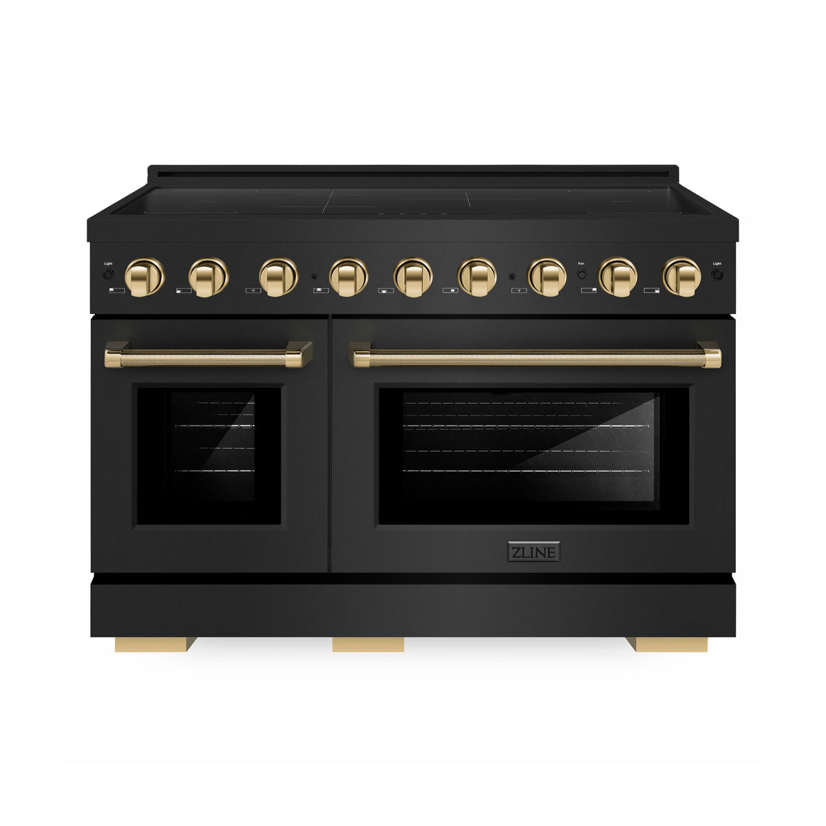 ZLINE - Autograph 48 in. 6.7 cu. ft. Paramount Freestanding Induction Range with Gold Helix Handles - Black Stainless Steel