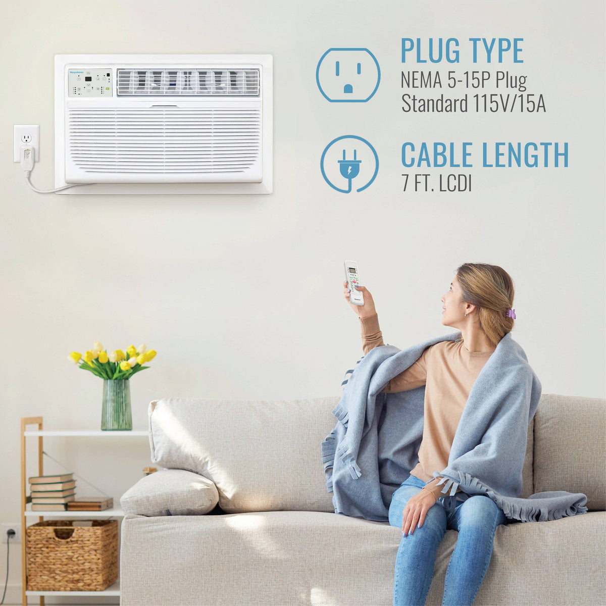 Keystone - 10,000 BTU 450 Sq. Ft. 230V Through-the-Wall Air Conditioner with 10,600 BTU Supplemental Heat Function - White
