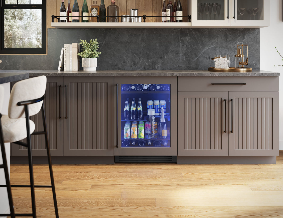 Zephyr - Presrv 24 in. 7-Bottle and 108-Can Single Zone Panel-Ready Beverage Cooler - Panel Ready + Glass