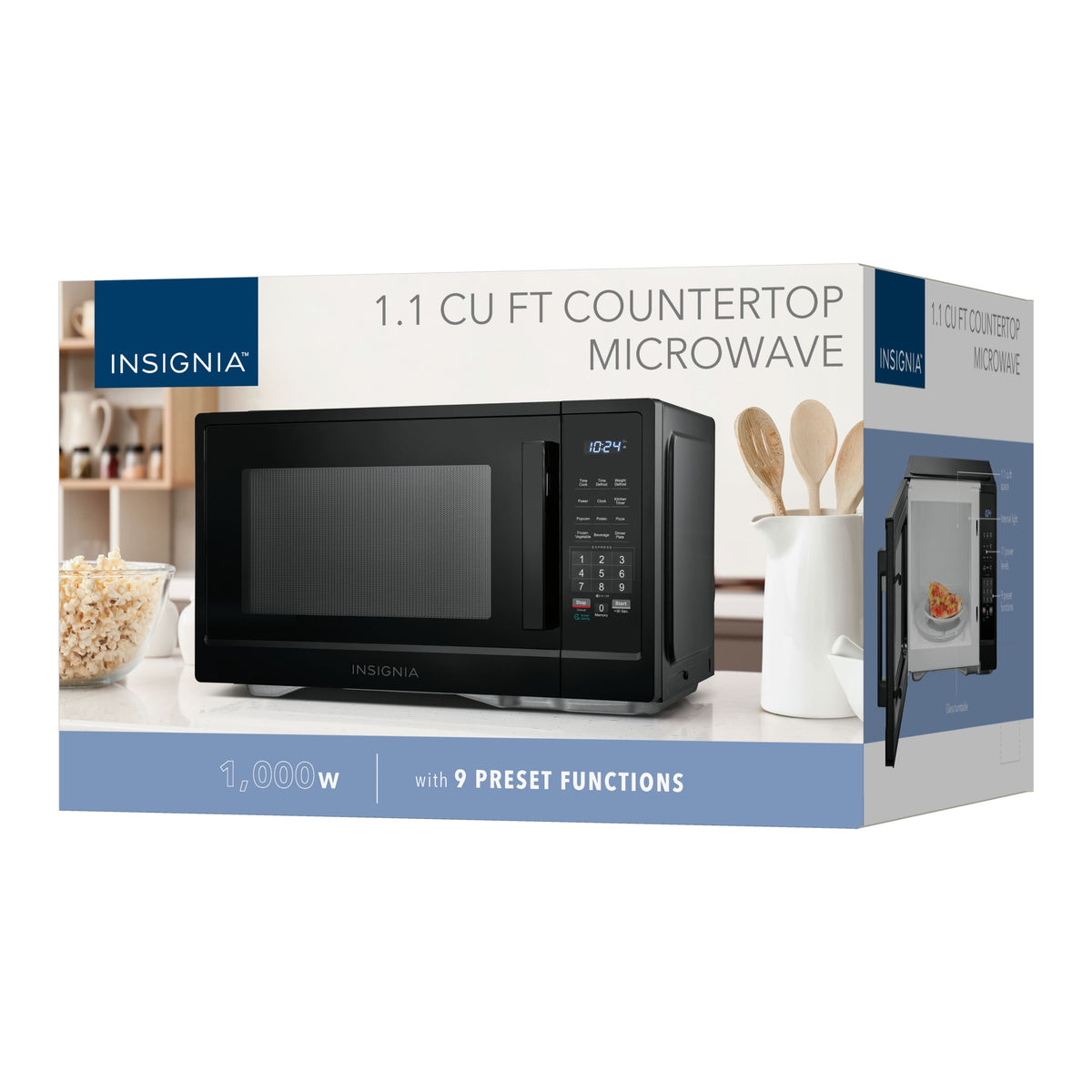 Insignia™ - 1.1 Cu. Ft. Countertop Microwave - Black