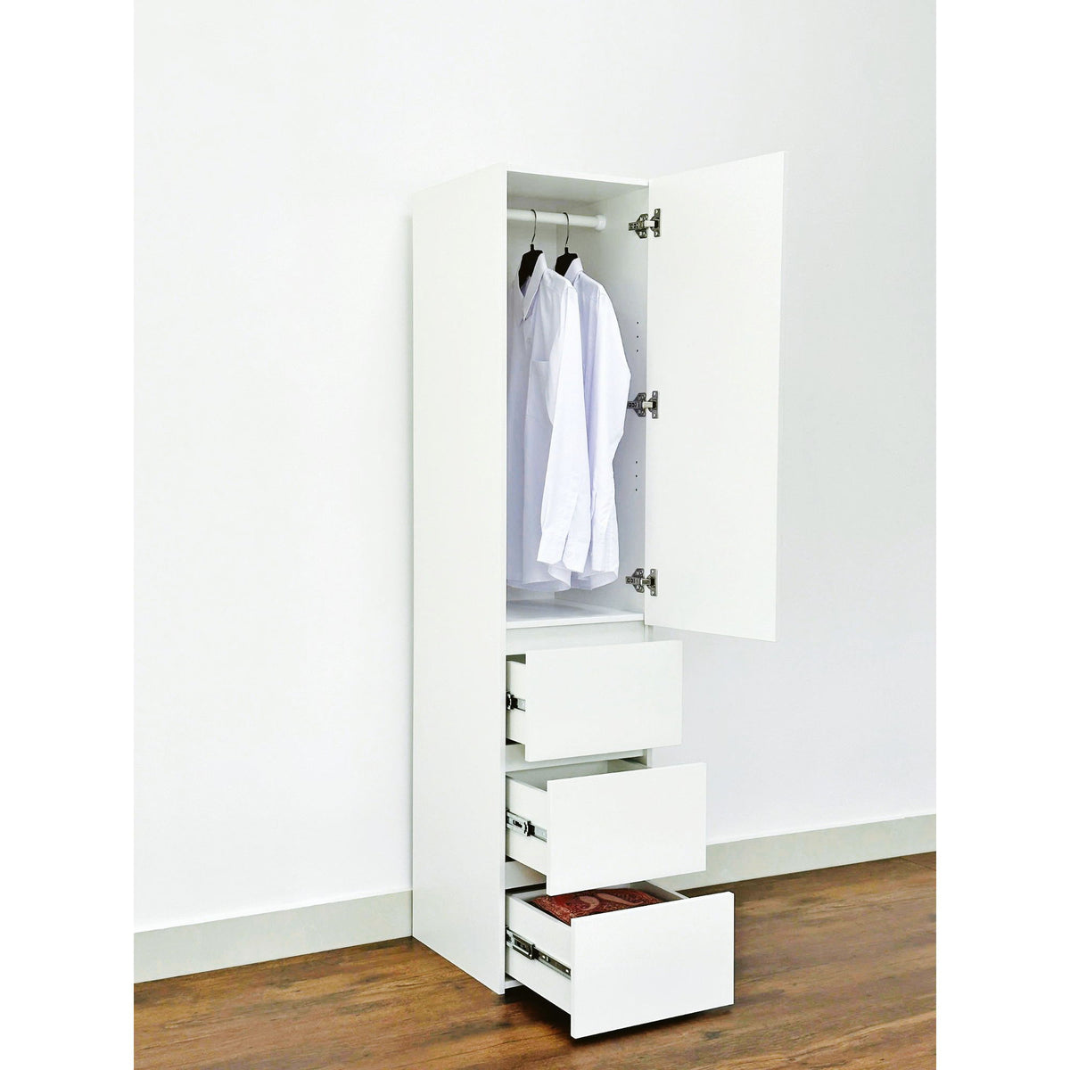 Elise - Slim Modular Closet Cabinet With Drawers - White
