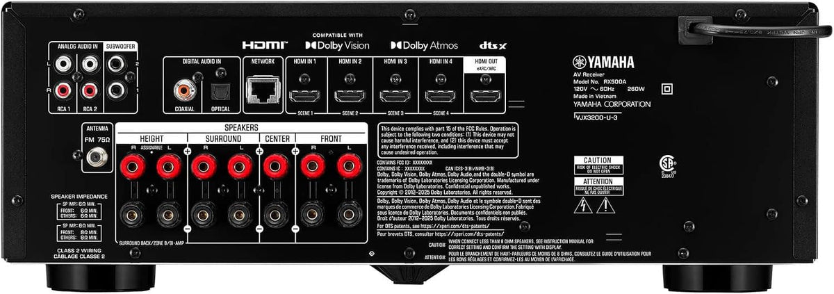 Yamaha - RX500ABL 7.2ch 8K Home Theater AV Receiver with Dolby Atmos (2026) - Black
