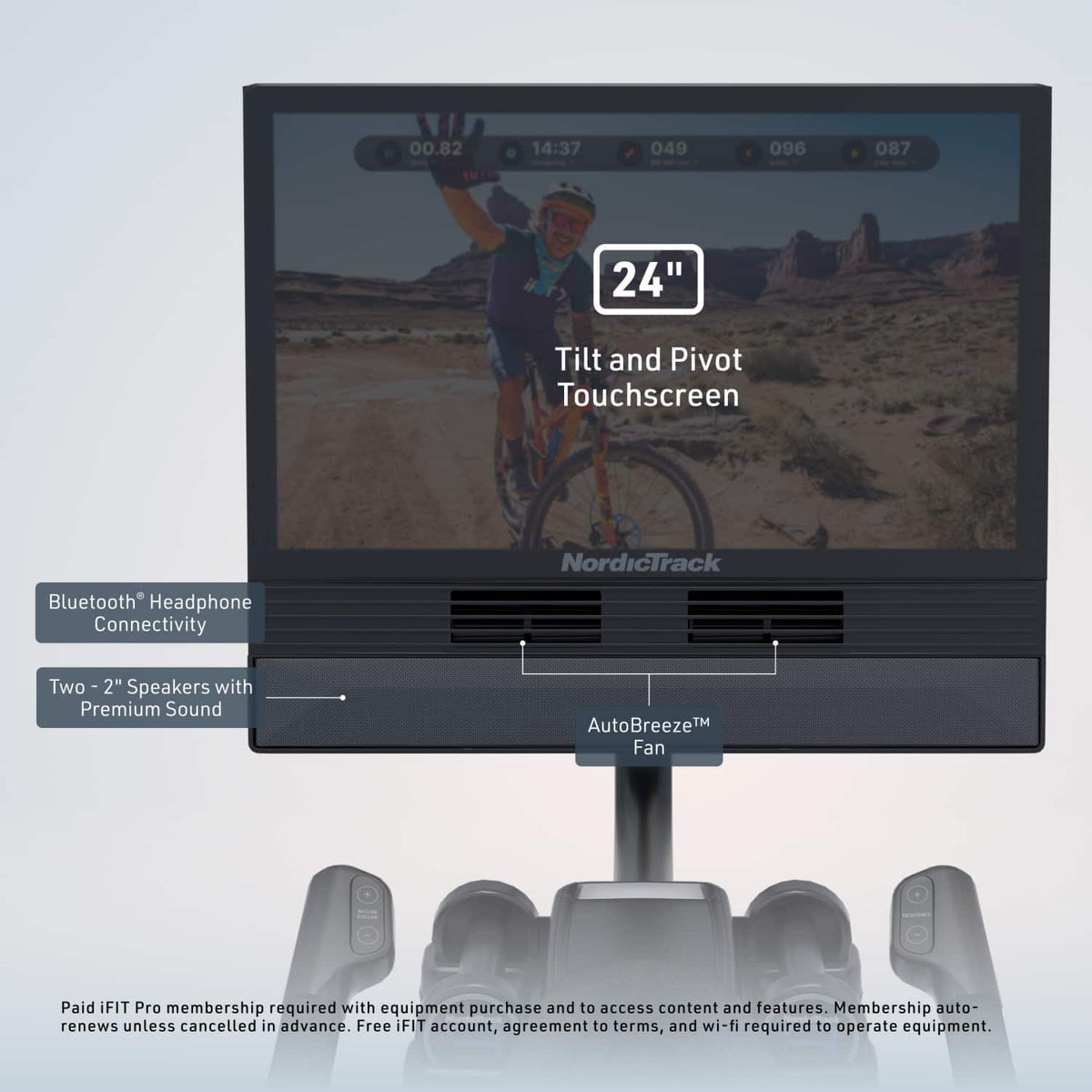 NordicTrack - X24 Bike with Pivoting 24" Touchscreen for a Best-In-Class Cycling Experience - Black