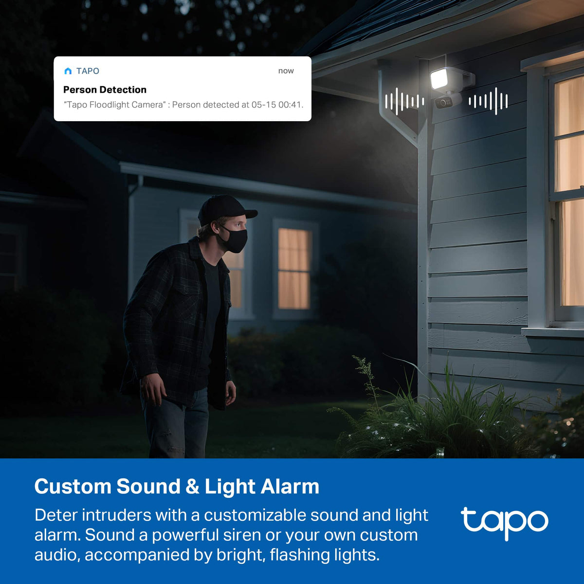 TP-Link - Tapo Wireless Floodlight Pan-Tilt Security Camera, 360° Viewing, 2K Crystal-Clear Video, Solar Charged - No Monthly Fees - White