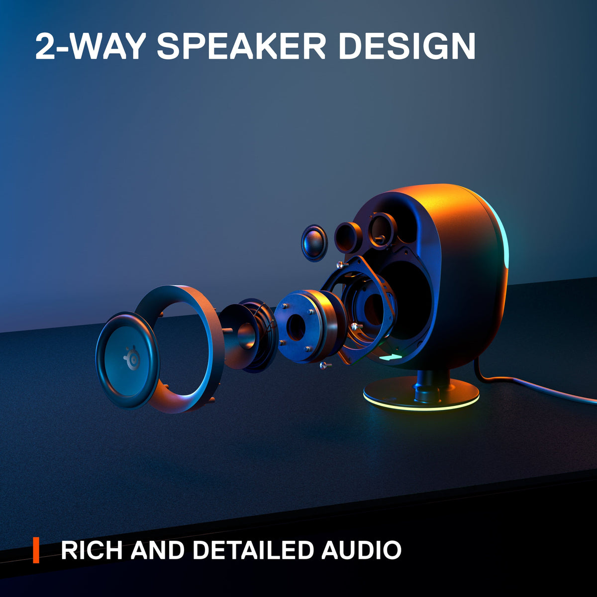 SteelSeries - Arena 7 2.1 Bluetooth Gaming Speakers with RGB Lighting (3 Piece) - Black