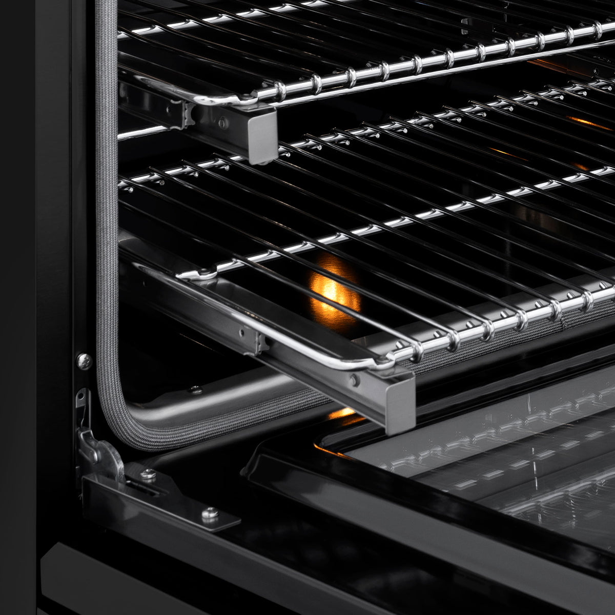 ZLINE - 36 in. Wide 5 Elements Autograph 5.2 cu. ft. Paramount Freestanding Induction Range in Black Steel & Bronze Helix Handle - Stainless Steel
