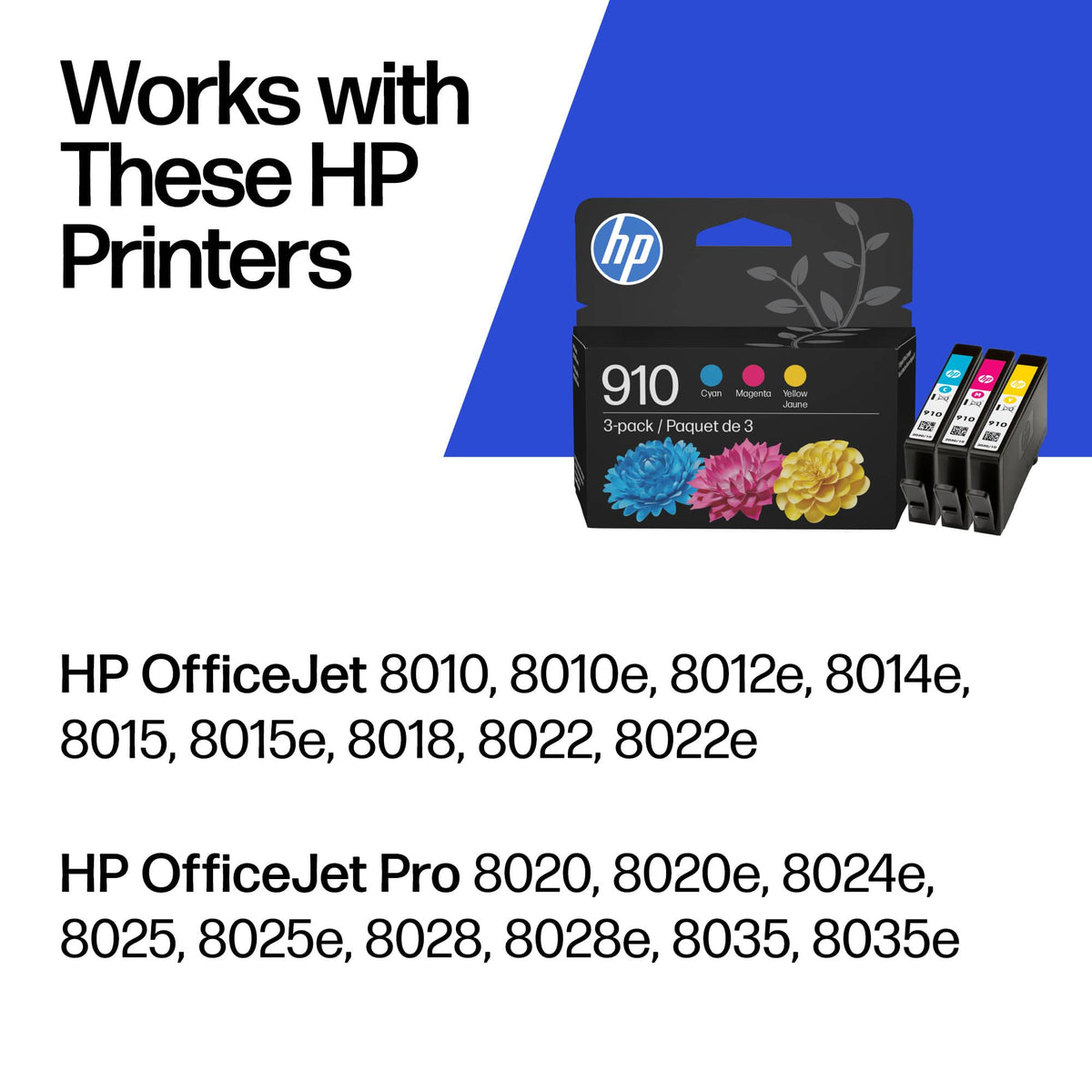 HP - 910 3-Pack Standard Capacity Ink Cartridges - Cyan/Magenta/Yellow