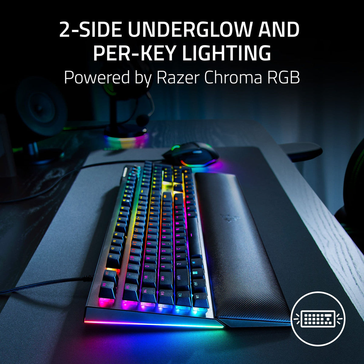 Razer - BlackWidow V4 Full Size Wired Mechanical Green Clicky Switch Gaming Keyboard with Chroma RGB Backlighting - Black