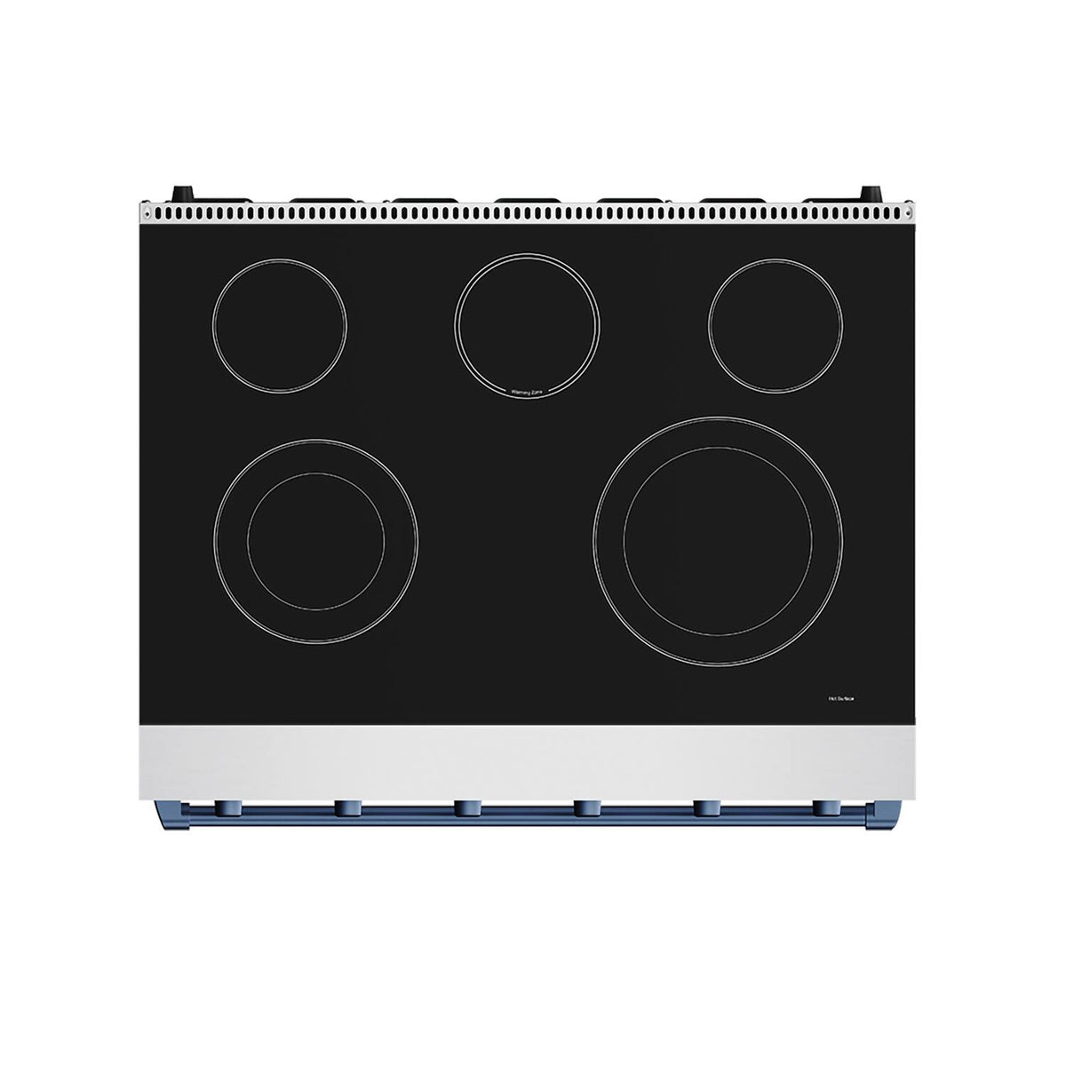 36 in. Wide 5 Elements Gordon Ramsay Series by Thor Kitchen 6.0 Cu.Ft Freestanding Electric Range with Navy Blue Handles - Stainless Steel