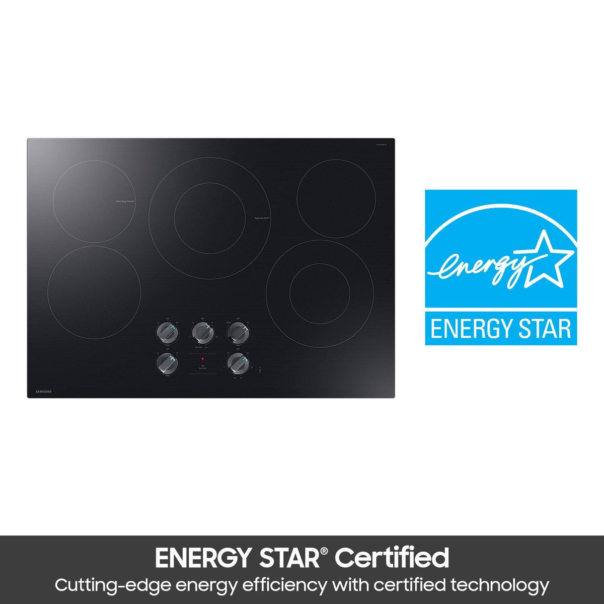 Samsung - 30" Electric Cooktop with 5 Burners and ENERGY STAR Certified Cooktop with Illuminated Knobs - Black