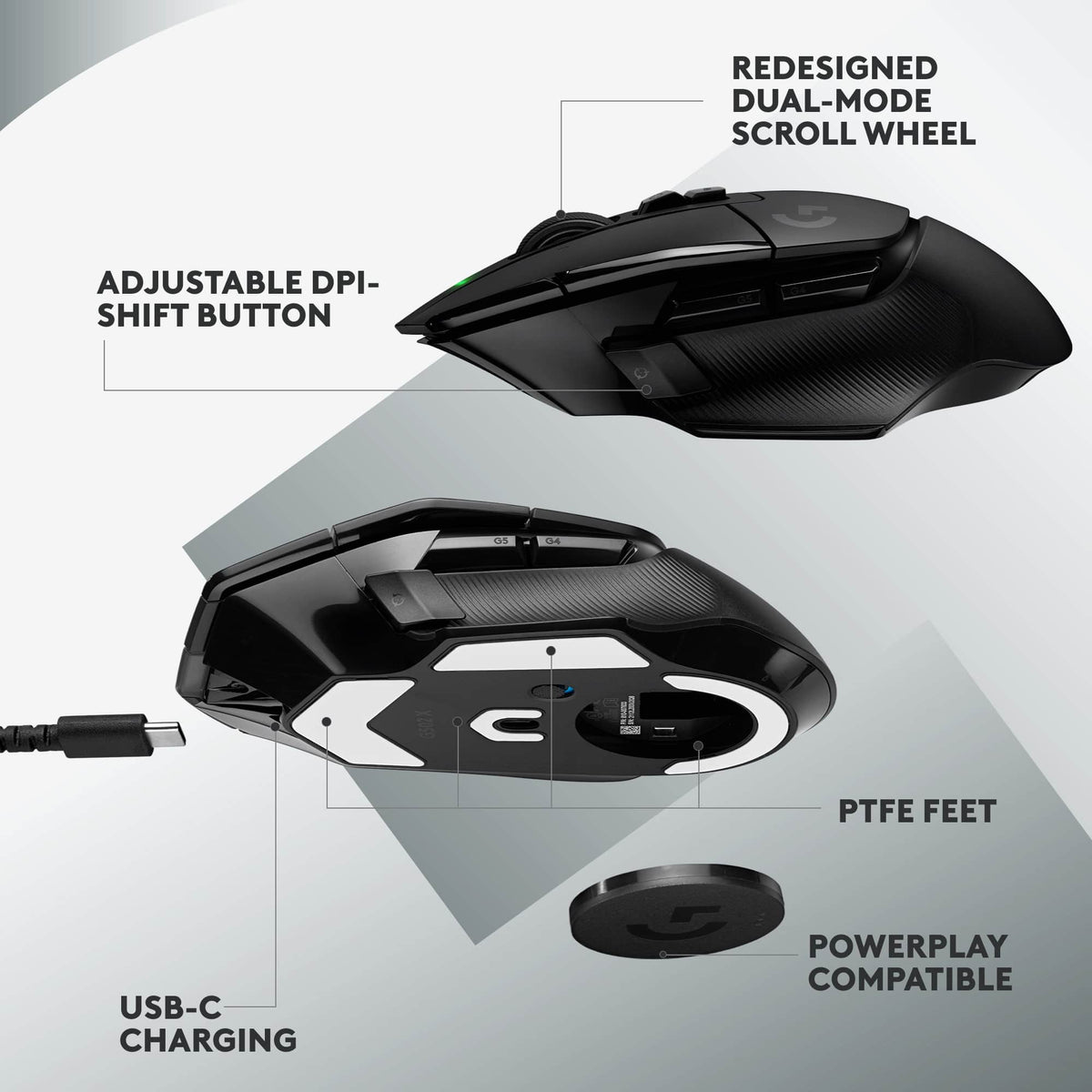 Logitech - G502 X LIGHTSPEED Wireless Optical Gaming Mouse with HERO 25K Sensor - Wireless - Black