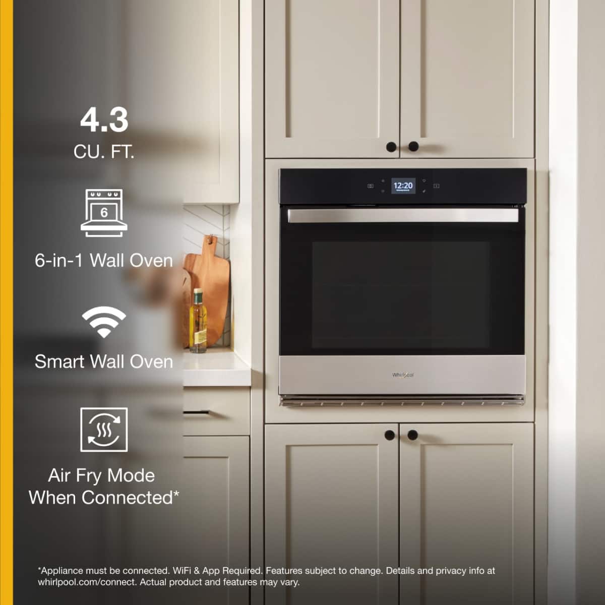 Whirlpool - 4.3 Cu. Ft. Single Wall Oven with Air Fry When Connected .- Fingerprint Resistant - Stainless Steel
