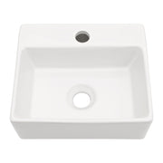 Ceramic Rectangle Wall Mount Bathroom Sink With Single Faucet Hole