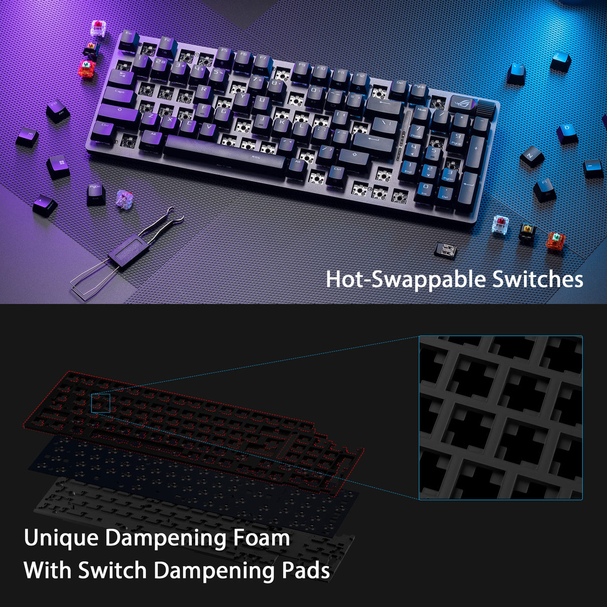 ASUS - ROG Strix Scope II 96 96% Wireless Mechanical Gaming Keyboard with Hot-Swappable ROG NX Snow Switches - Black