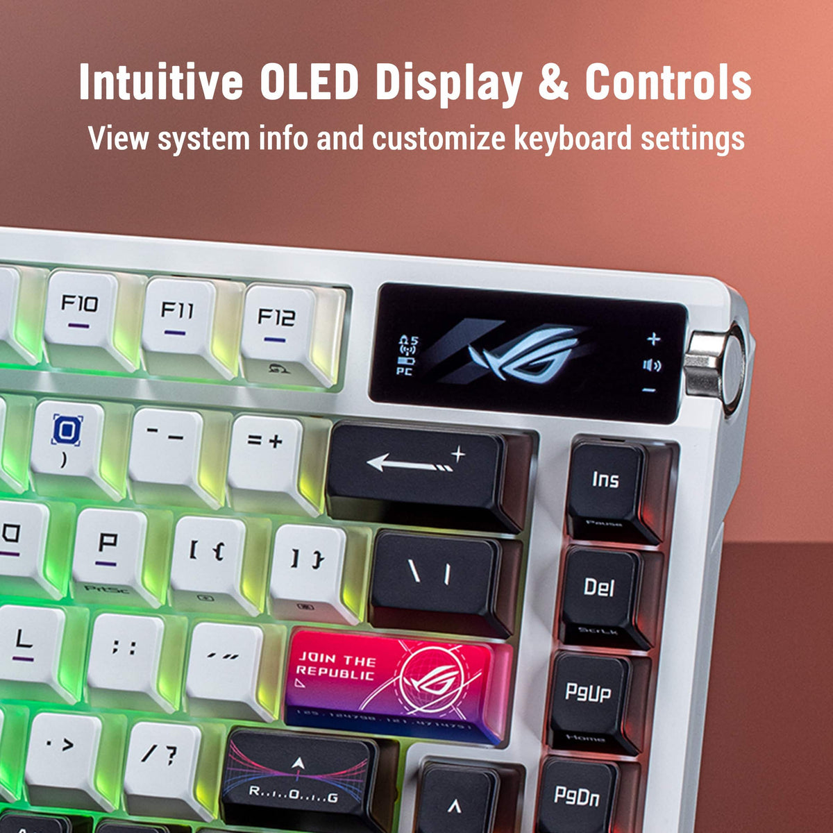 ASUS - ROG Azoth X 75% Wireless Mechanical RGB Gaming Keyboard with Hot-Swappable ROG NX Snow Switches - White