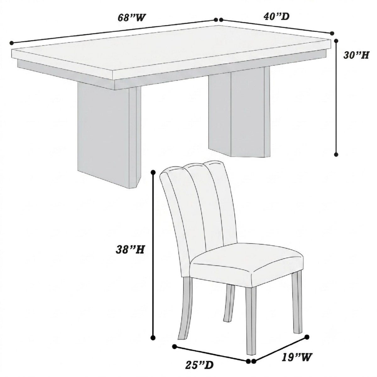Juego de comedor de dos tonos con sillas laterales tapizadas