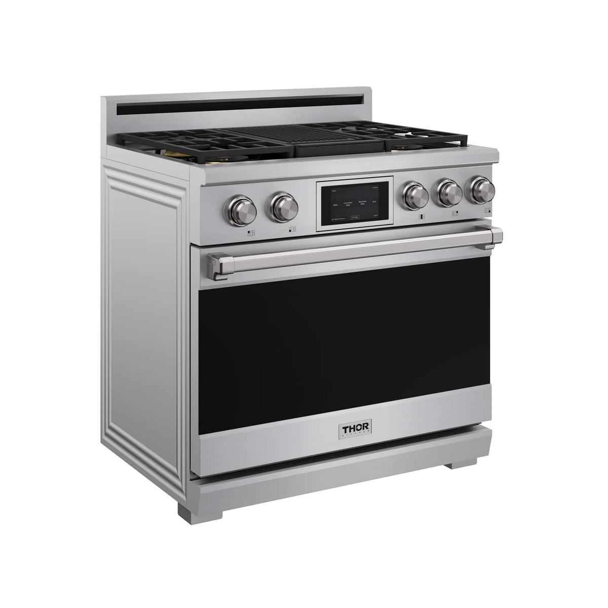 Thor Kitchen - 36 in. Wide 5 Burner 6.0 Cu Ft. Freestanding Dual Fuel Gas Range - Stainless Steel