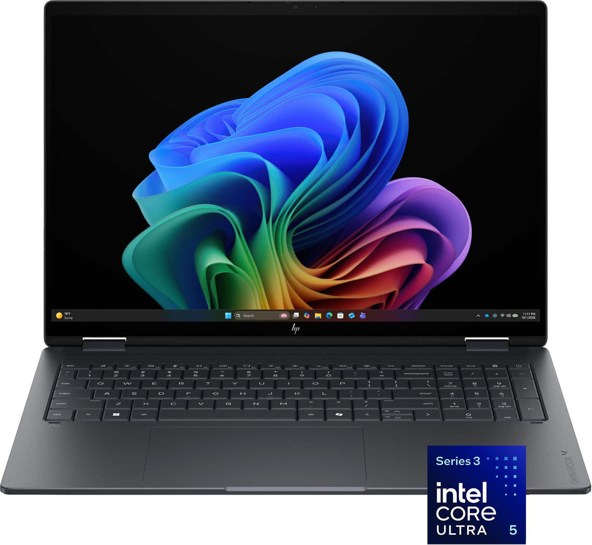 HP - OmniBook X Flip 2-in-1 - 16" 2K OLED Touchscreen Laptop - Intel Core Ultra 5 (2026) - 16GB Memory - 512GB SSD - Copilot+ - Eclipse Gray