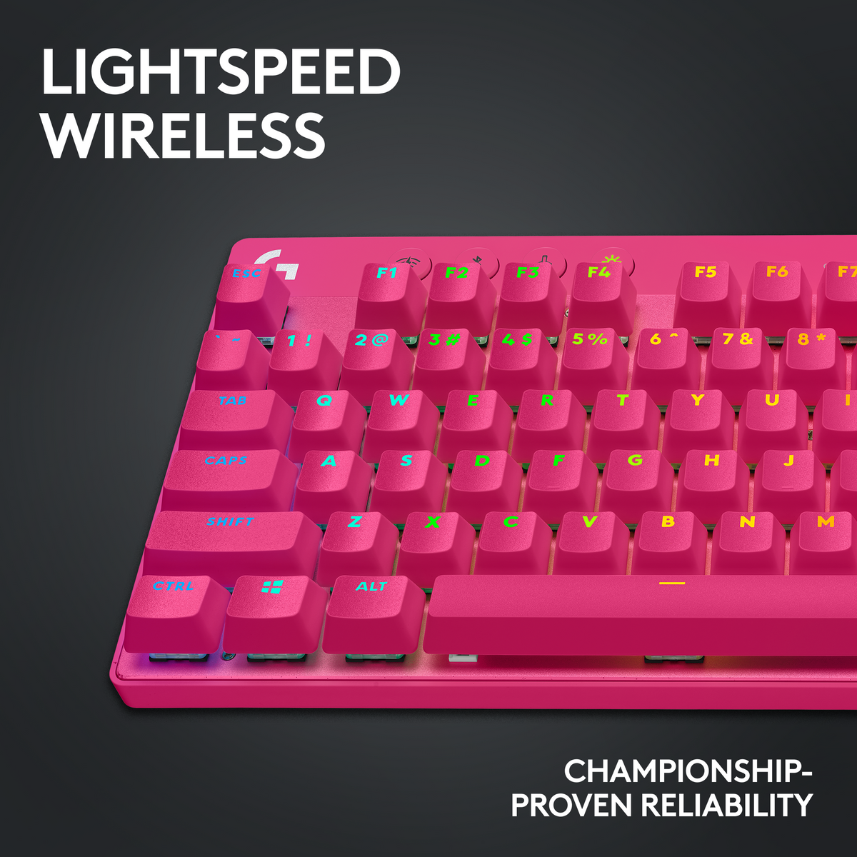 Logitech - PRO X TKL LIGHTSPEED Wireless Mechanical Tactile Switch Gaming Keyboard with LIGHTSYNC RGB for PC - Magenta