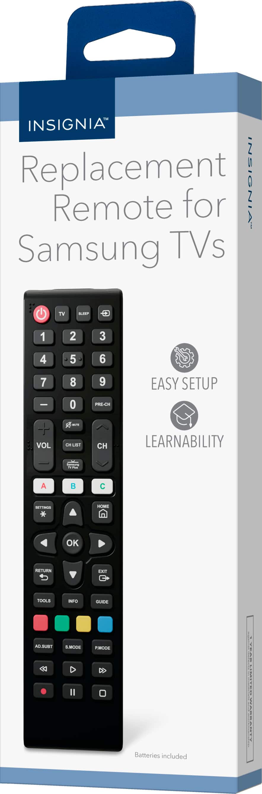 Insignia™ - Replacement Remote for Samsung TVs - Black