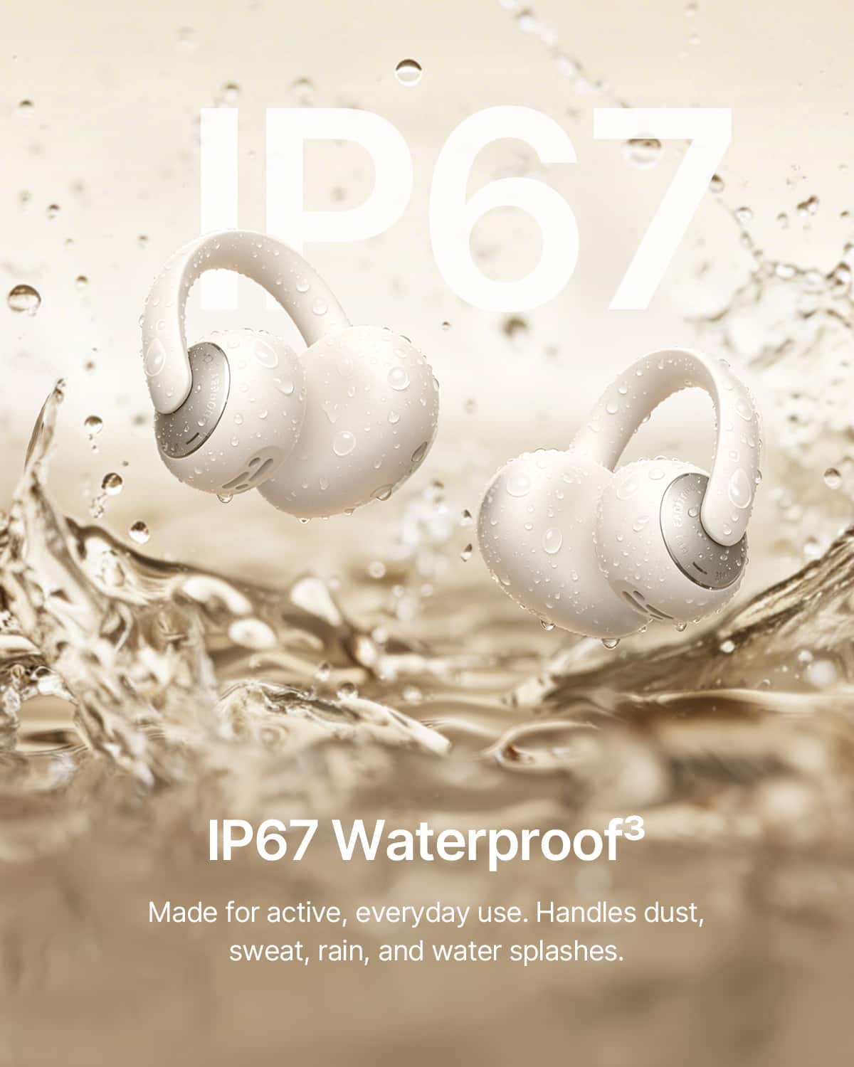 Baseus - Bowie MC2 Open-Ear Clip-On Earbuds - LDAC Hi-Res Audio,55-Hour Playtime,IP67 Water Resistance - White