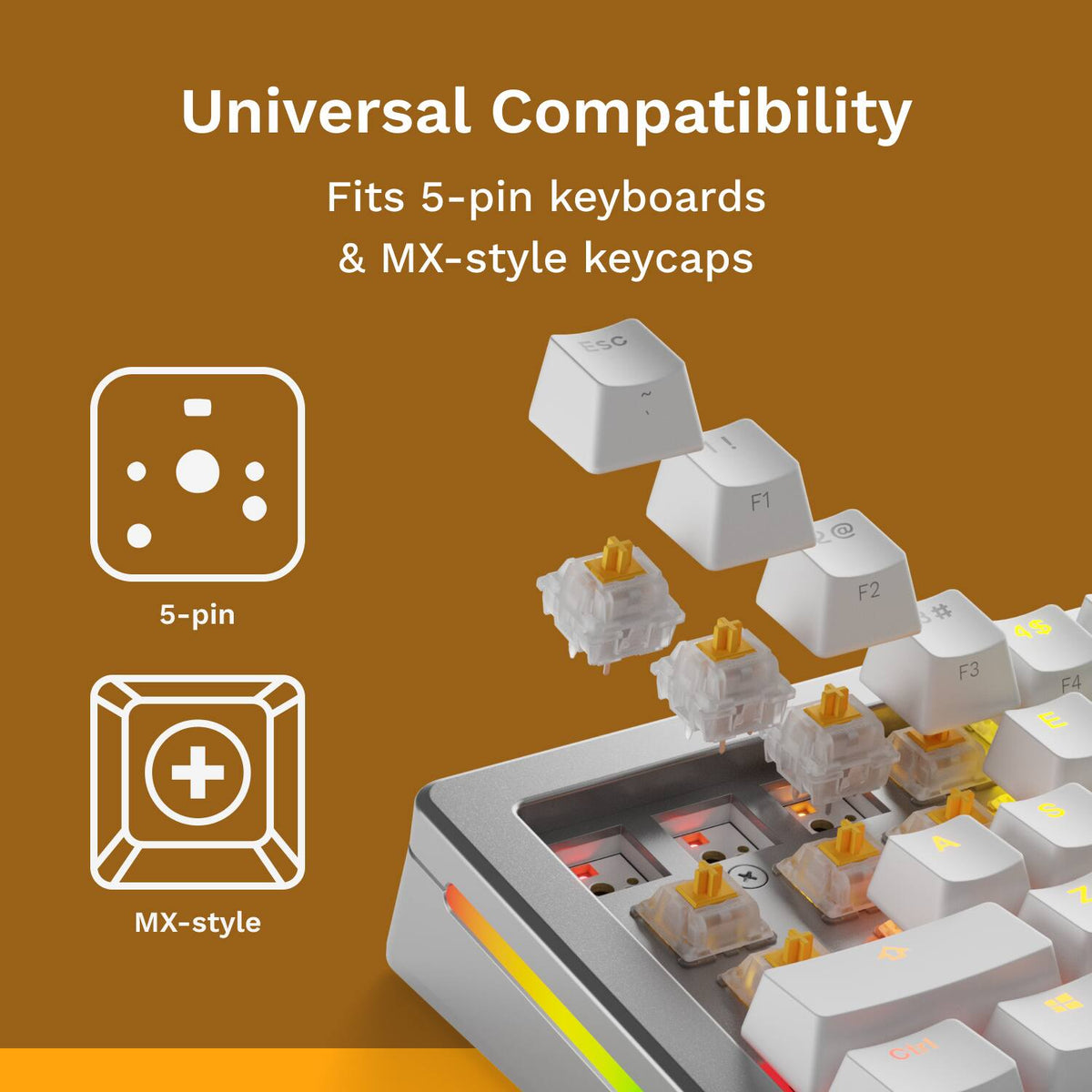 Glorious - Silent Lubed Mechanical Keyboard 5-pin Hot Swappable Switches (36x) - Tactile - Panda