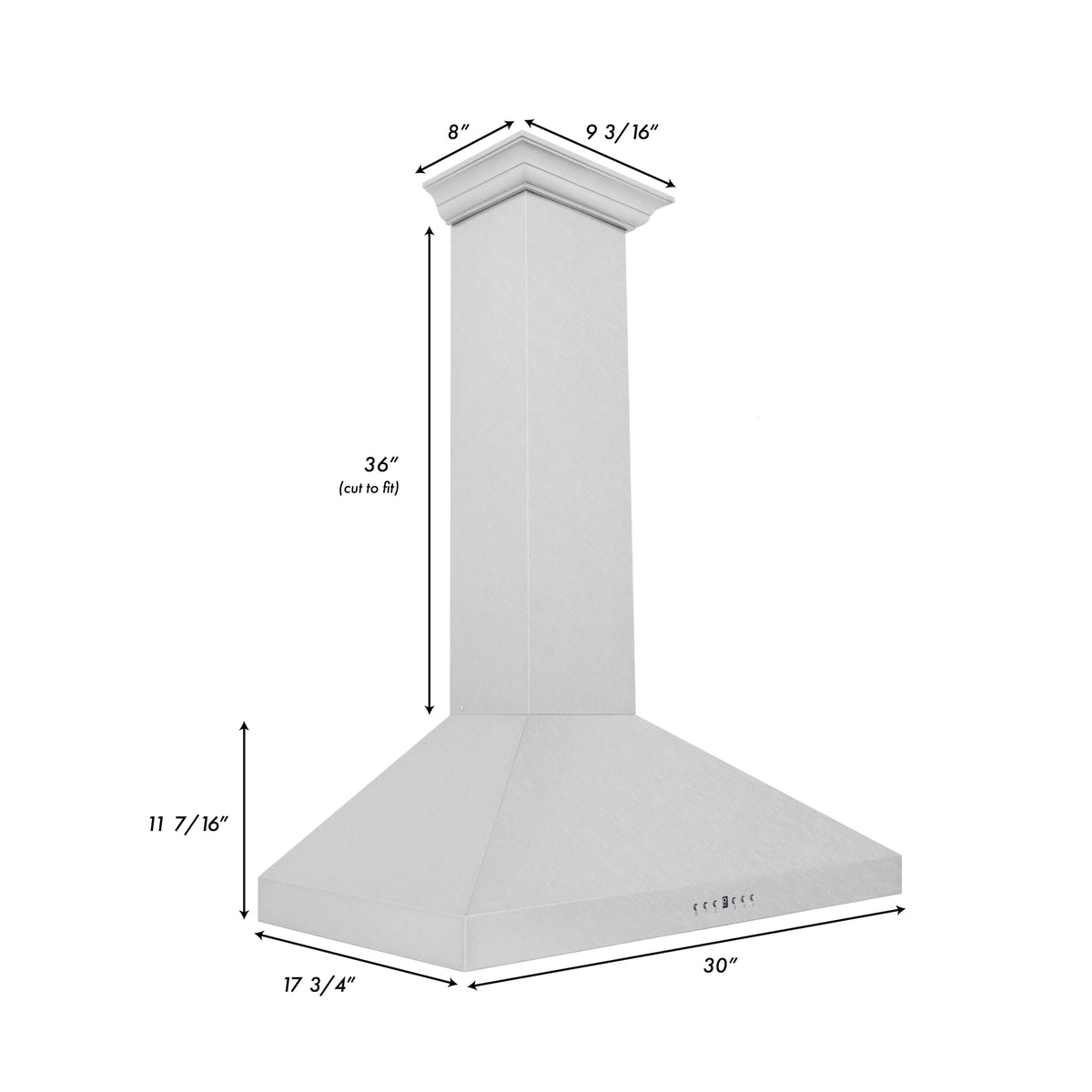 ZLINE - 30 inches - Externally Vented - Wall Range Hood - Satin Stainless Steel