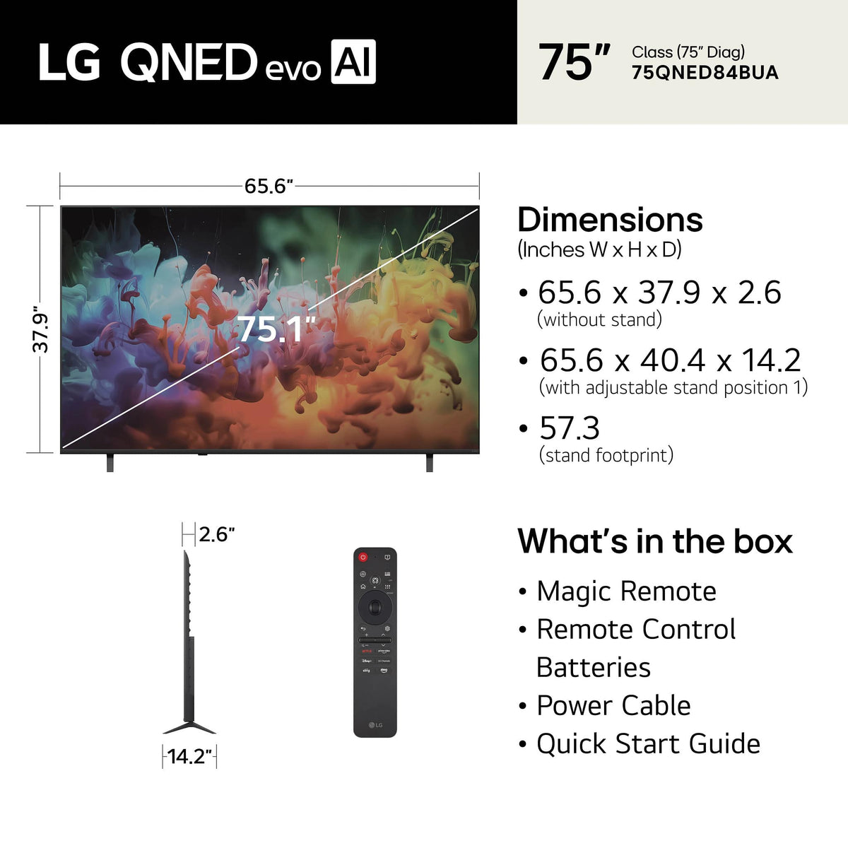 LG - 75" Class 84B Series QNED evo AI Mini LED 4K Smart webOS TV (2026)