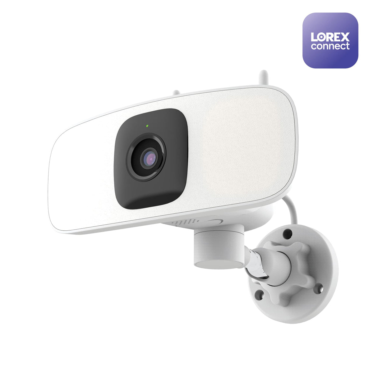 Lorex - Connect 2K Floodlight Wi-Fi Security Camera (with App Controlled Horizontal Pan) - White