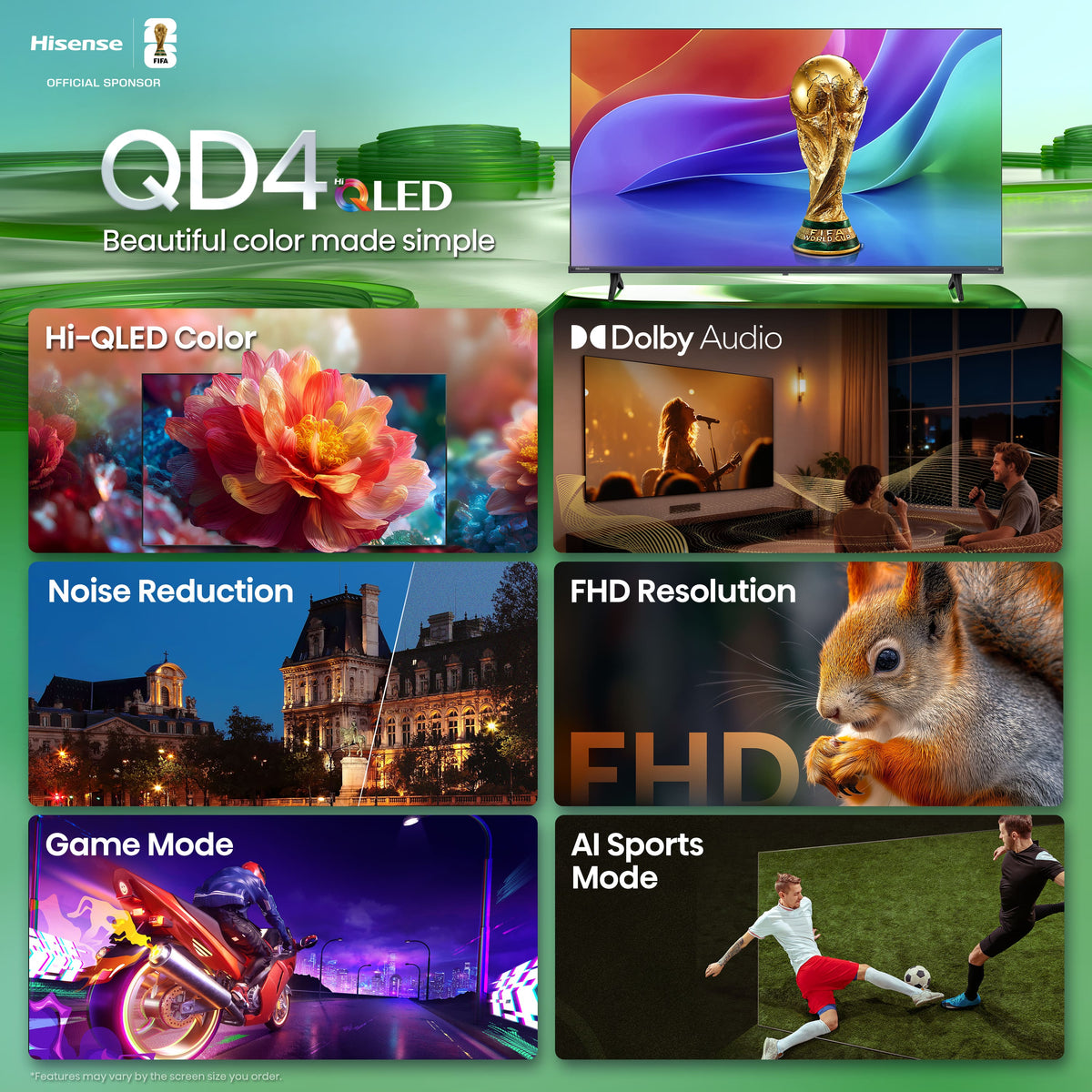 Hisense - 40" Class QD4 Hi-QLED Series Full HD 1080P Smart Roku TV (2026)