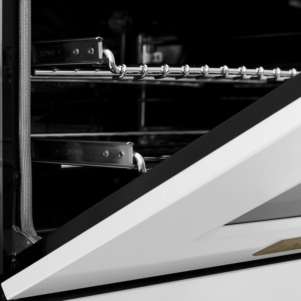 ZLINE - 60 in. Wide 8 Burner Autograph Legacy Dual Fuel Range & White & Bronze Accents (RAZ-WM-60-CB) - Multicolor