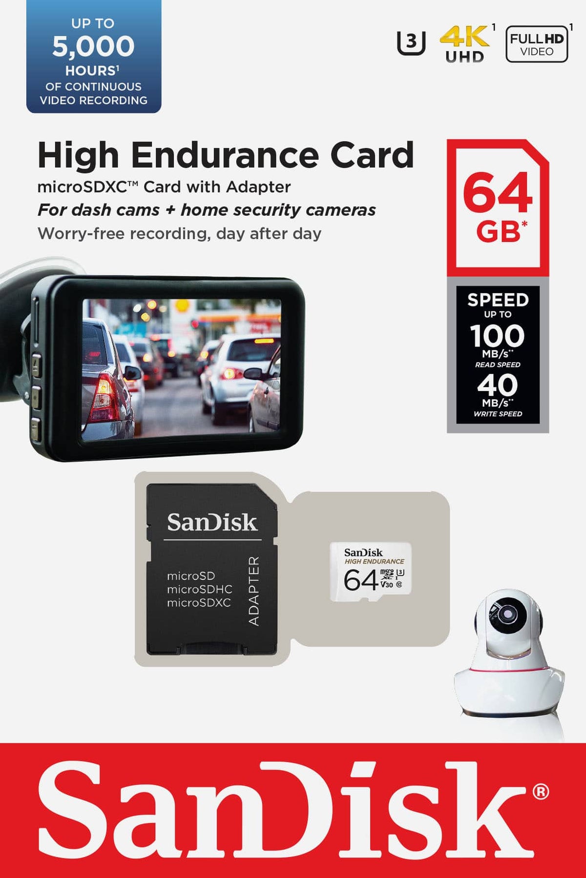 64GB SanDisk High Endurance microSDXC Card with Adapter