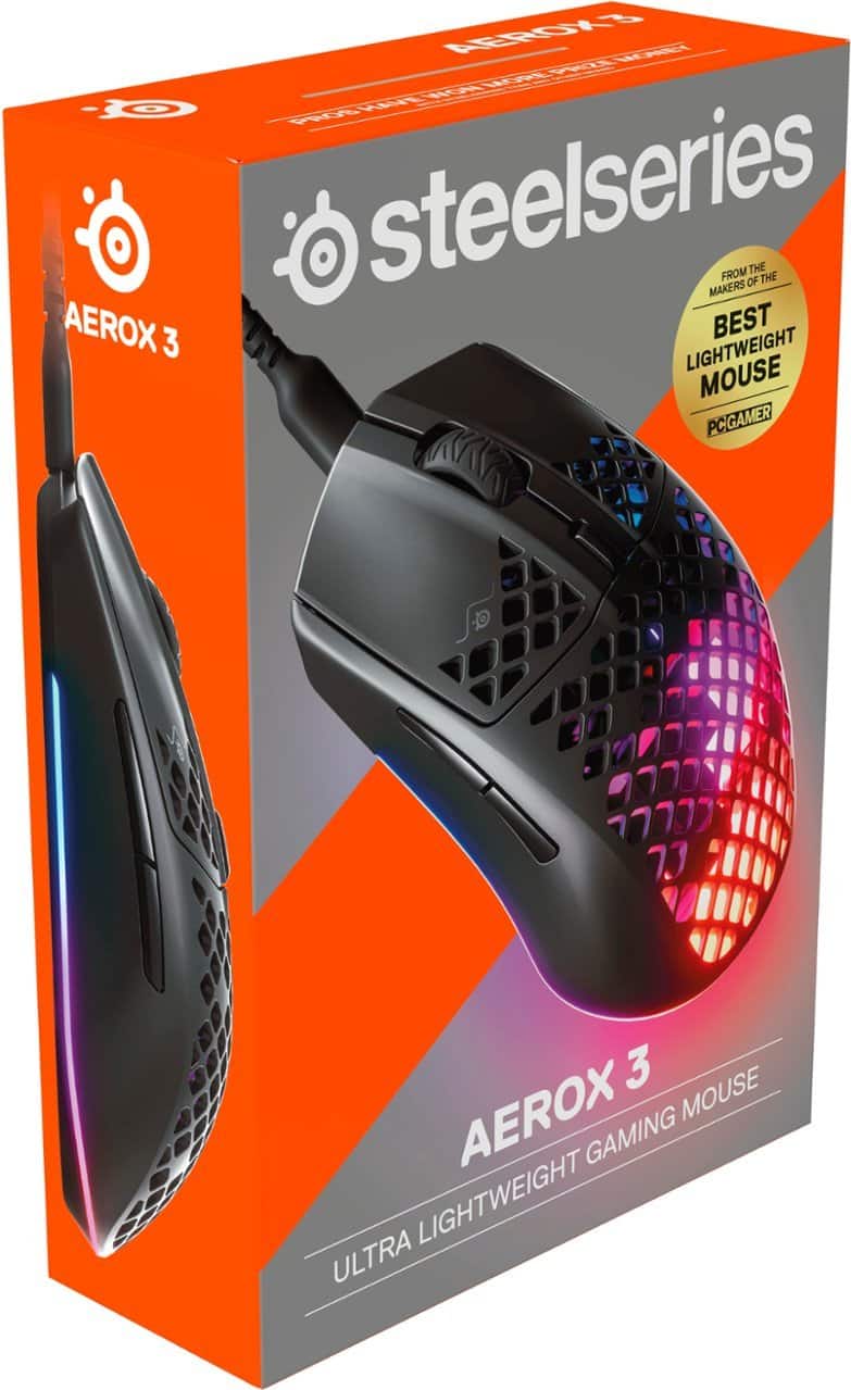 SteelSeries - Aerox 3 Super Light Honeycomb Wired RGB Optical Gaming Mouse - Wired - Onyx