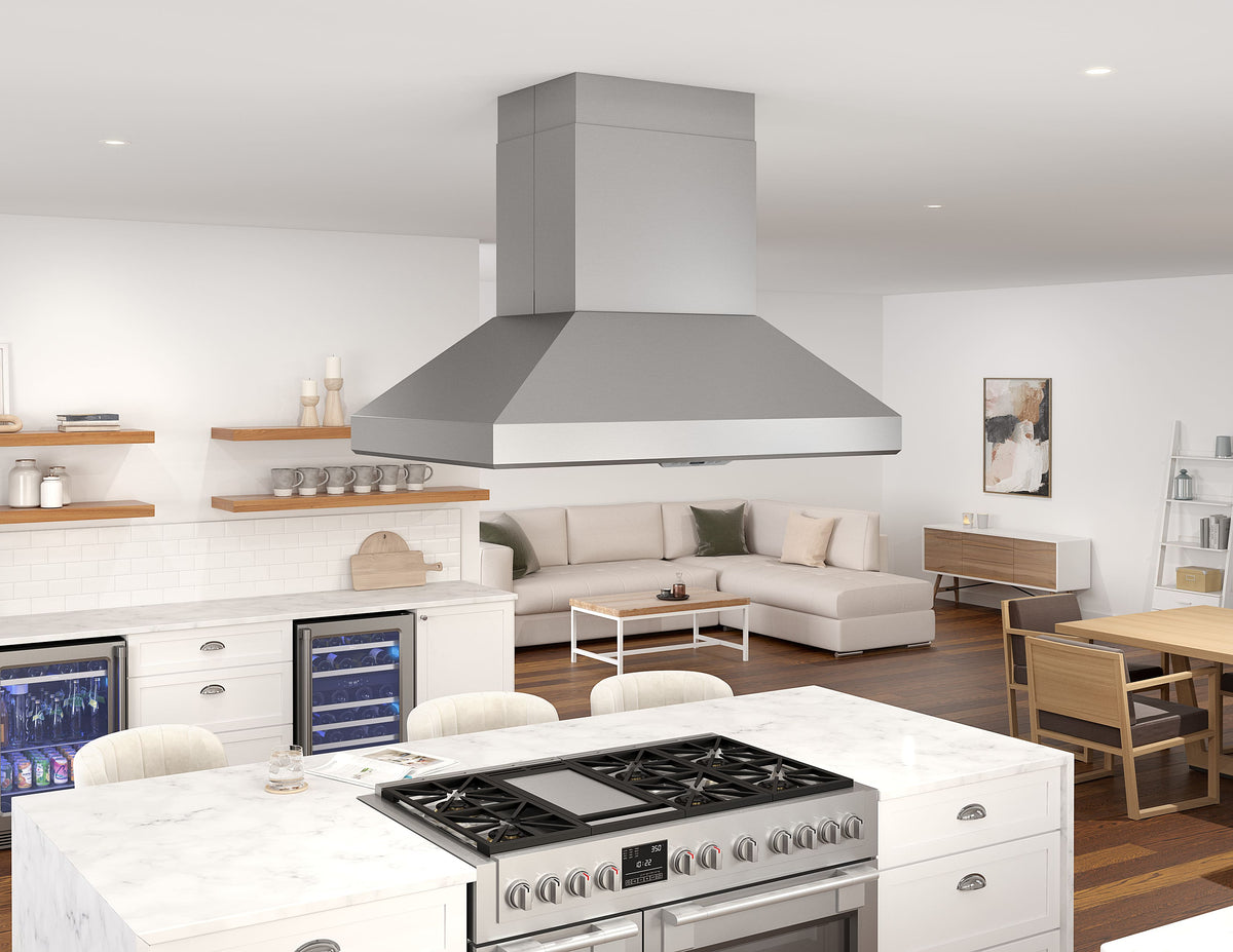 Zephyr - 42 inches - Externally Vented - Island Range Hood - Stainless Steel