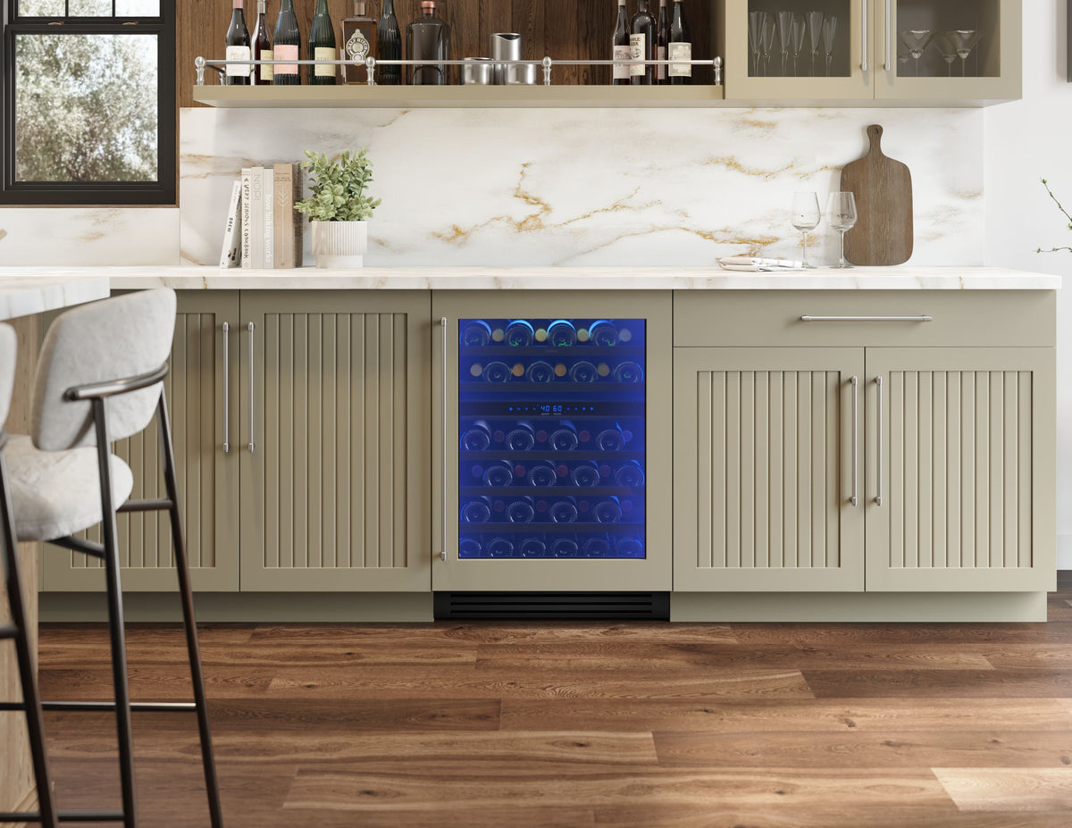 Zephyr - Presrv 24 in. 45-Bottle Dual Zone Panel-Ready Wine Cooler - Panel Ready + Glass