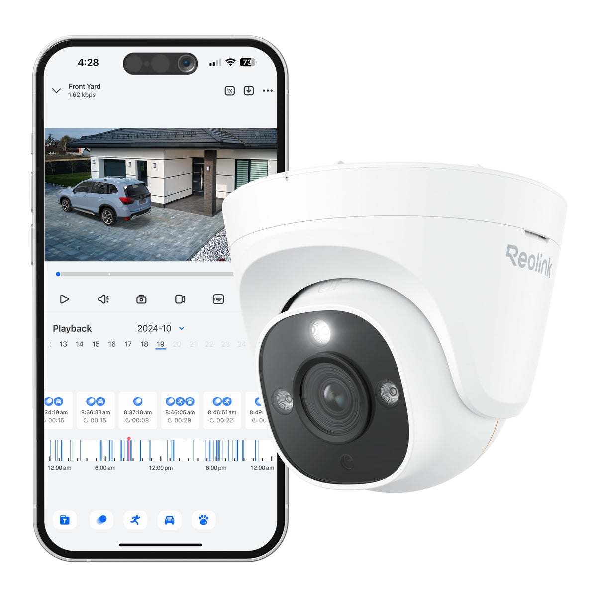 Reolink - 8-Channel, 4 - Dome Camera Indoor/Outdoor 4K 8MP PoE 2TB Smart NVR Security Surveillance System - White